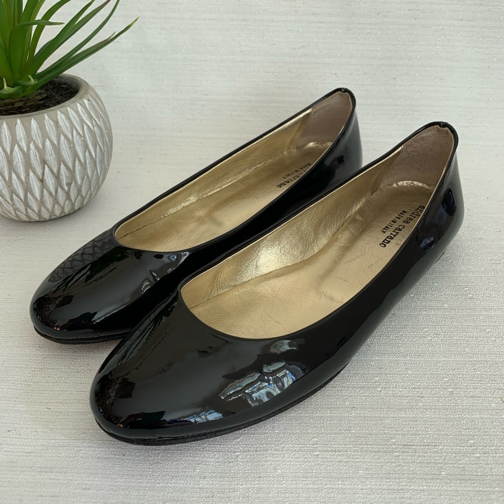 Andrea Carrano Baby Black Patent Leather Classic Ballet Flats Woman’s EU39 US8